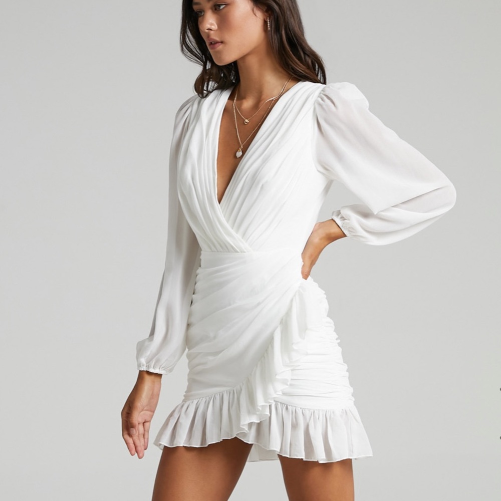 Can I Be Your Honey Dress in White with Balloon Sleeves